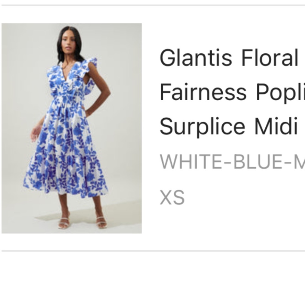 Glantis floral fairness poplin surplice midi dress by sugarlips